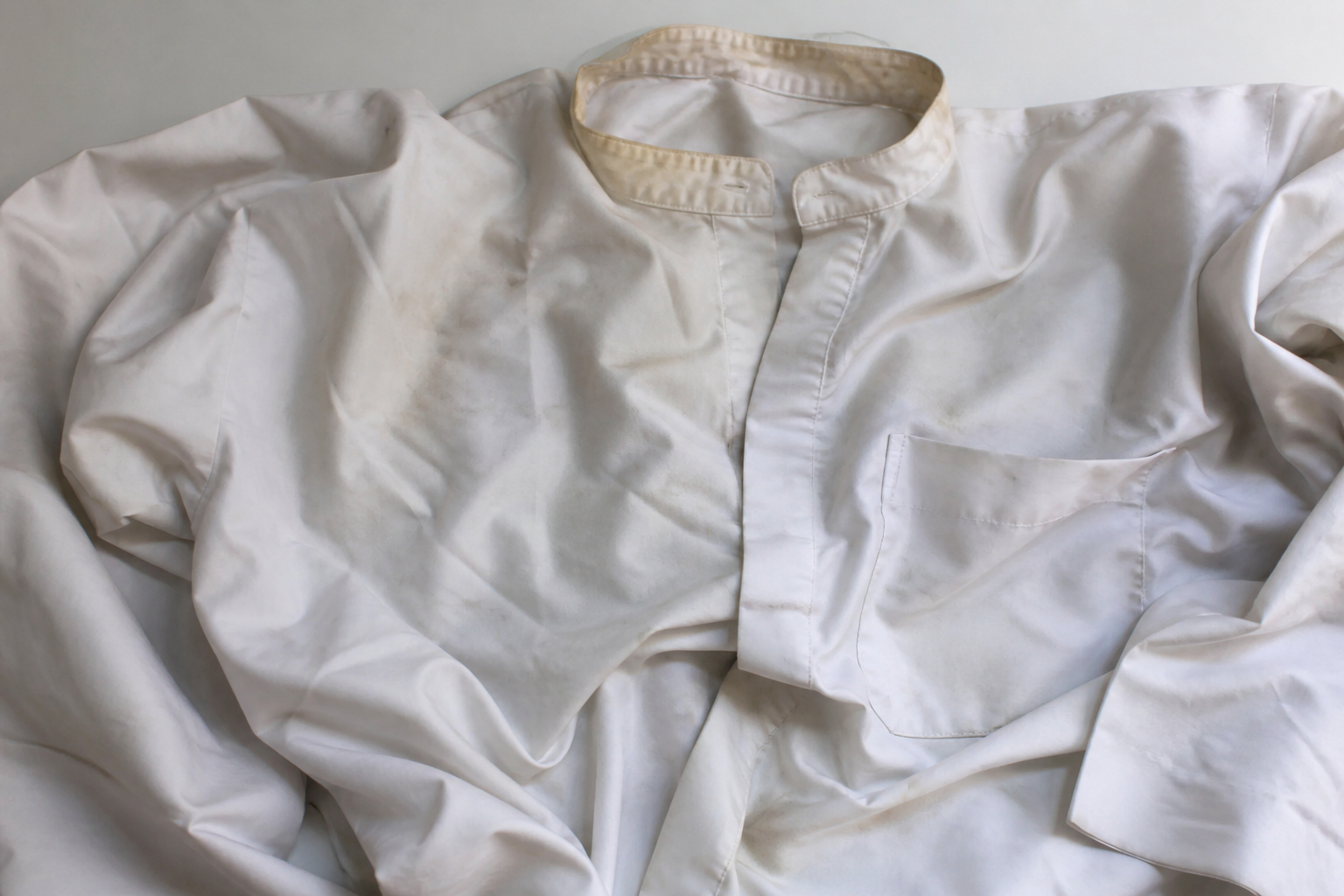 Wrinkled dirty thobe before cleaning